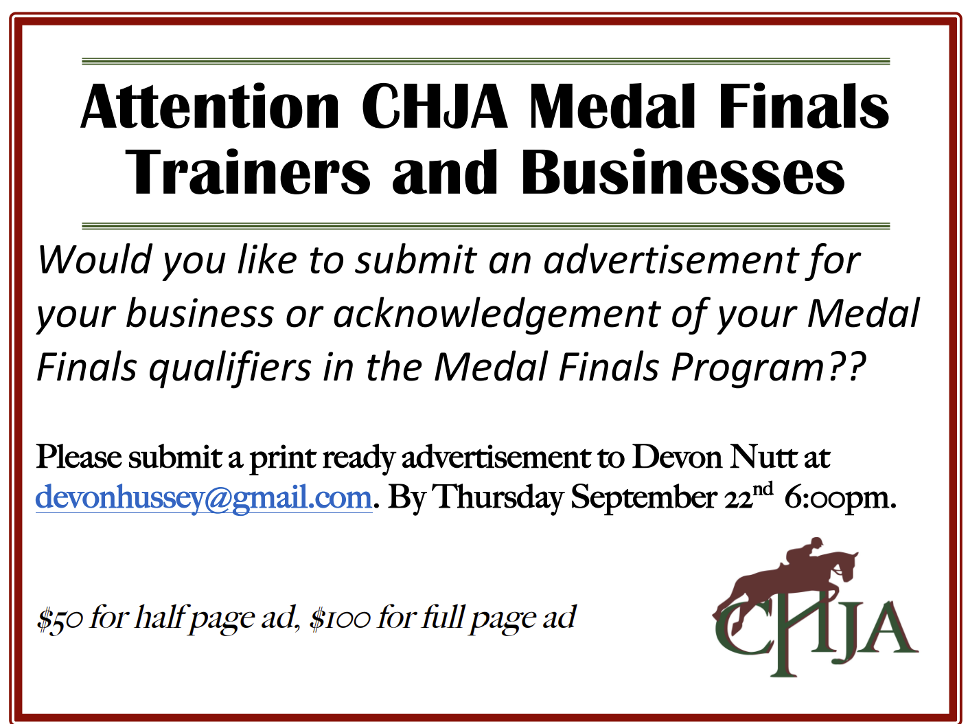 Medal Finals 2022 Colorado Hunter Jumper Association